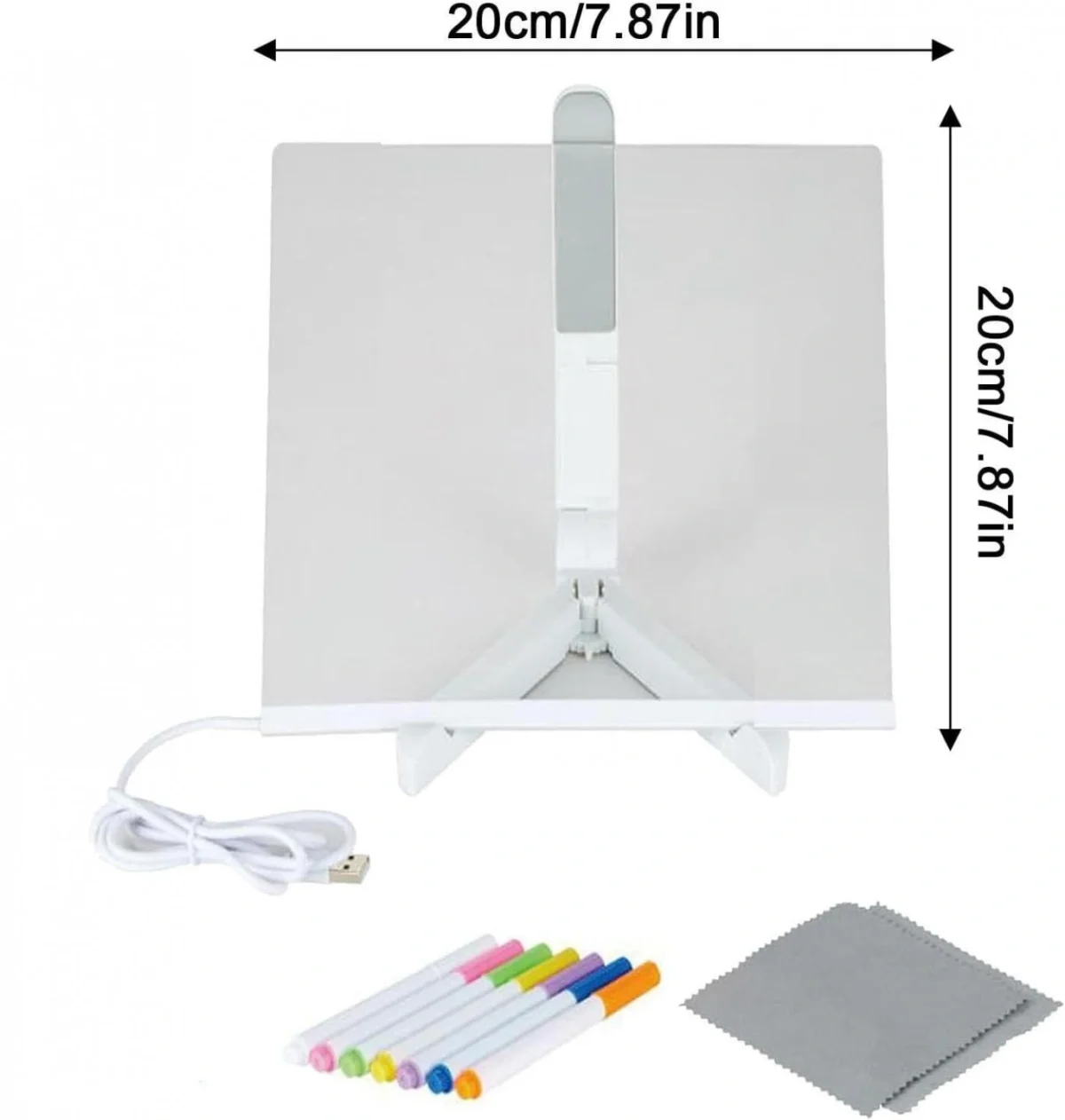 Επιτραπέζιος Φωτιζόμενος Ακρυλικός Πίνακας Σημειώσεων USB με Πλαστική Βάση 20x20cm