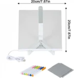 Επιτραπέζιος Φωτιζόμενος Ακρυλικός Πίνακας Σημειώσεων USB με Πλαστική Βάση 20x20cm