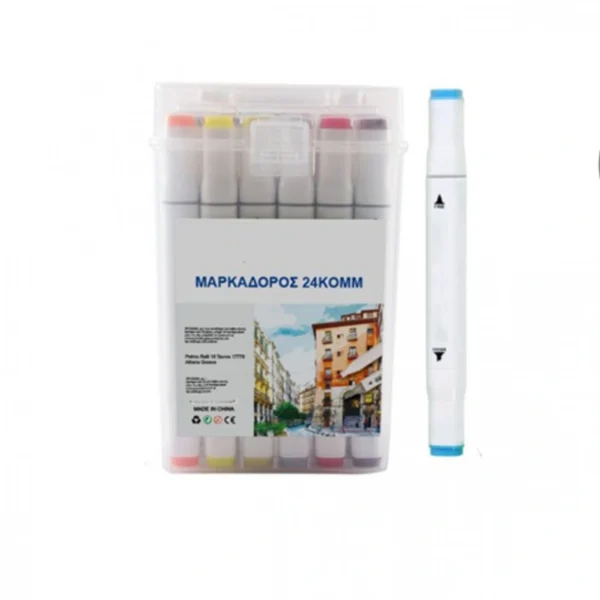 Σετ 24 Τεμαχίων Επαγγελματικοί Μαρκαδόροι Ζωγραφικής με 2 Μύτες Board και Fine, Double-sided Colors 33403