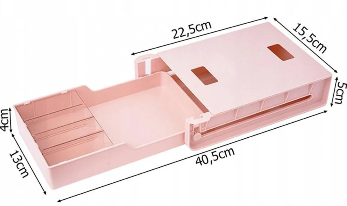 Αυτοκόλλητο Αναδιπλούμενο Συρτάρι με Θήκες Οργάνωσης για Κάτω από το Γραφείο, Under-Table Drawer