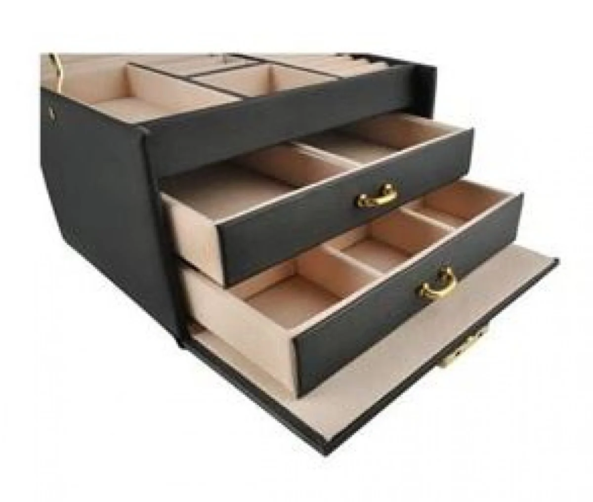 Κοσμηματοθήκη Μπιζουτιέρα Μαύρη με Καθρεφτάκι, Κλειδί και Συρτάρια 17.5x13.8x13.5cm Aria Trade