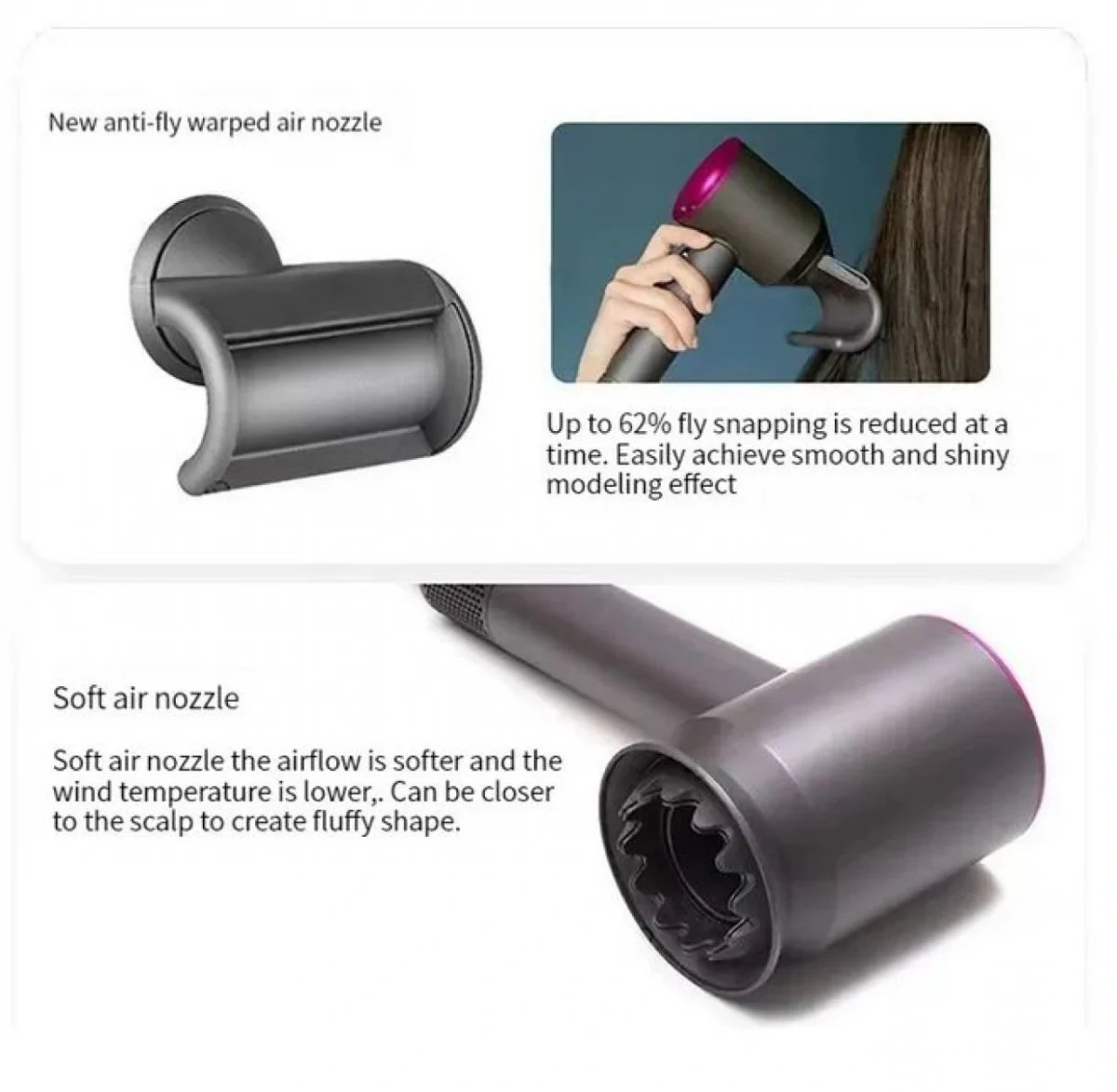 Επαγγελματικό Πιστολάκι Μαλλιών Leafless Hair Dryer με 5 Διαφορετικά Εξαρτήματα