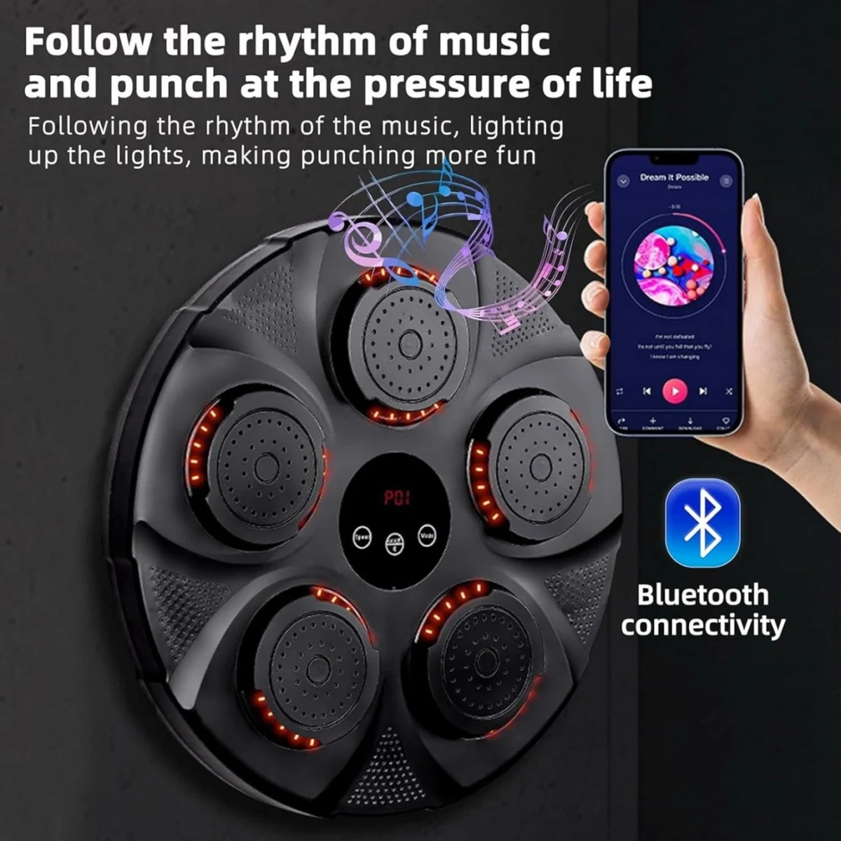 Επιτοίχια Συσκευή Προπόνησης Πυγμαχίας με Bluetooth, Smart Music Boxing Machine