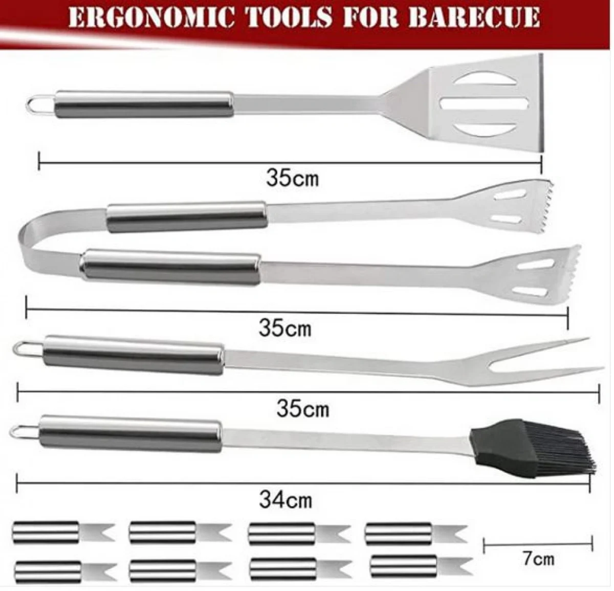 Σετ Εργαλείων BBQ από Ανοξείδωτο Ατσάλι με Θήκη 8 τμχ