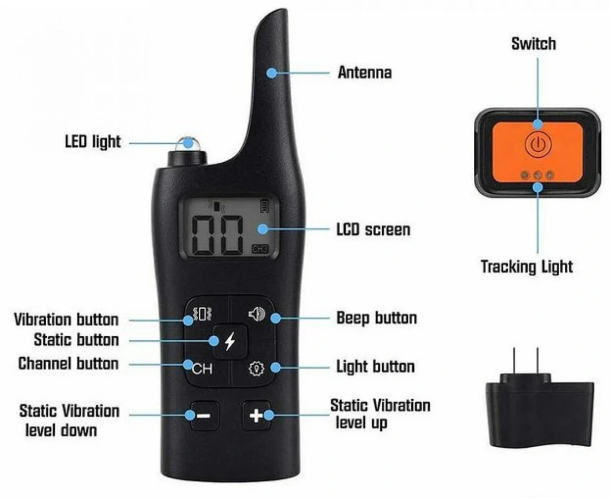 Ηλεκτρονικό Κολάρο Σκύλου με Αδιάβροχο & Επαναφορτιζομενο Δέκτη VB7000