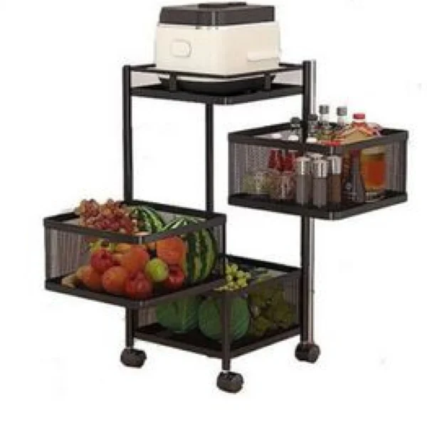 Τροχήλατη Ραφιέρα - Καρότσι Τεσσάρων Επιπέδων με 4 Καλάθια & Ροδάκια - Τρόλεϊ Οργάνωσης, Διακόσμησης 80x40x12.5cm - Λευκό