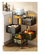 Τροχήλατη Ραφιέρα - Καρότσι Τεσσάρων Επιπέδων με 4 Καλάθια & Ροδάκια - Τρόλεϊ Οργάνωσης, Διακόσμησης 80x40x12.5cm - Λευκό