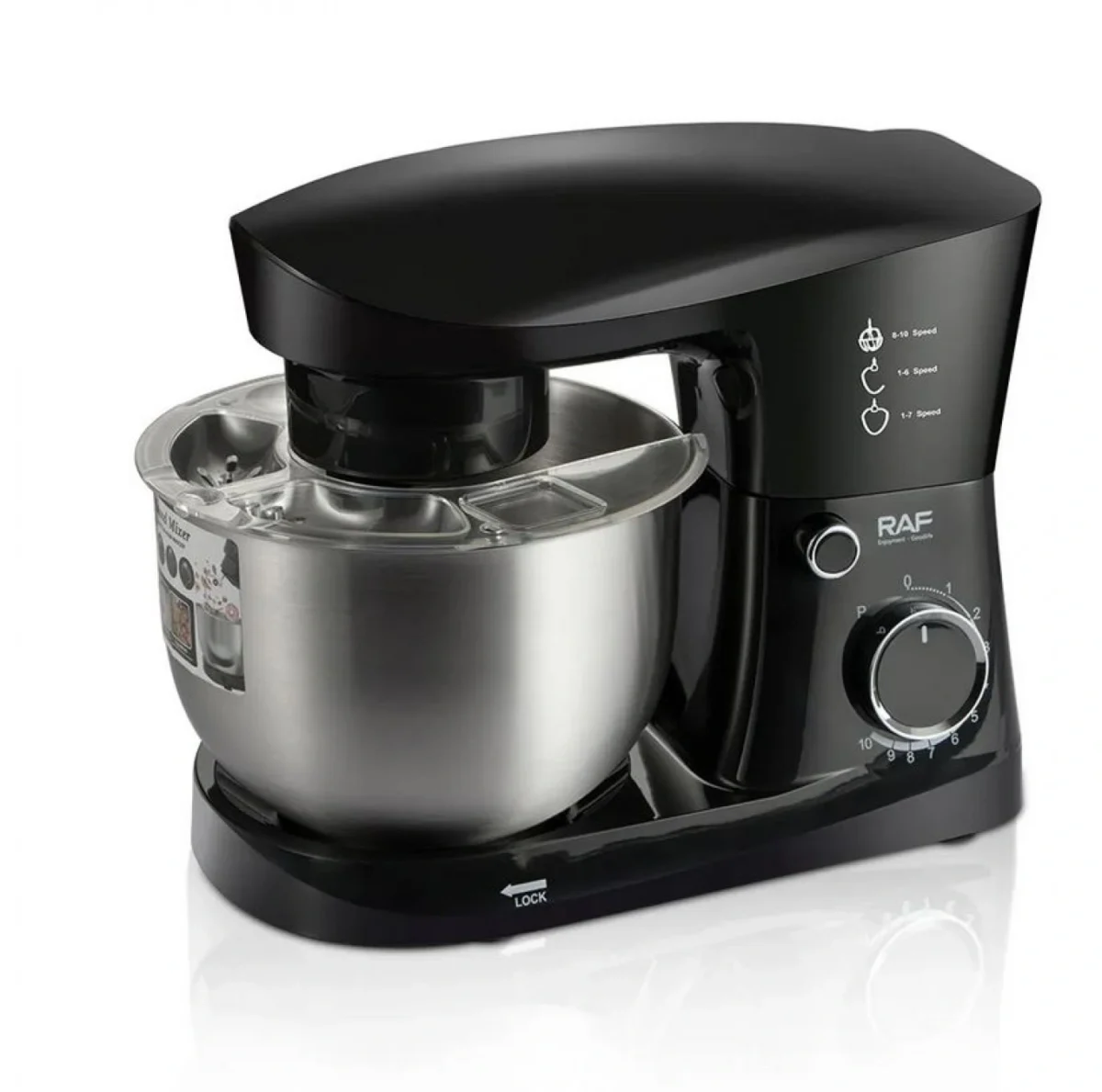 Μίξερ Χειρός 1500W Μαύρο με Ανοξείδωτο Κάδο R.6604 RAF