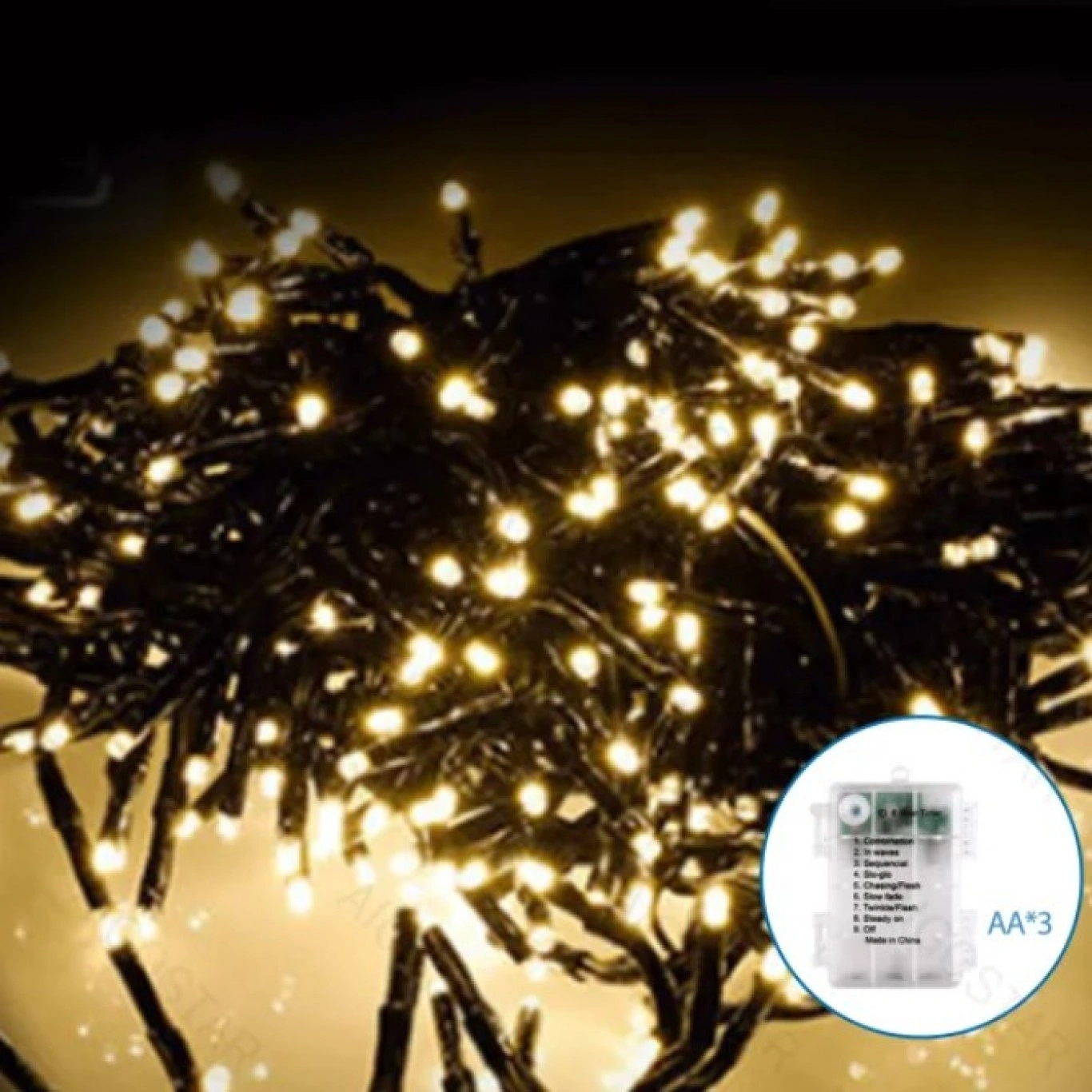 Χριστουγεννιάτικα Λαμπάκια Μπαταρίας με Πράσινο Καλώδιο 10m με Θερμό Φωτισμό και 8 Προγράμματα Λειτουργίας 29870 Χριστουγεννιάτικα Λαμπάκια Μπαταρίας με Πράσινο Καλώδιο 10m με Θερμό Φωτισμό και 8 Προγράμματα Λειτουργίας 29870