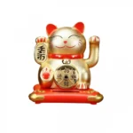 Χρυσή Ματ Γάτα Καλωσορίσματος10x9.5εκ 83309 που Λειτουργεί με τον Ηλιο Χωρίς Μπαταρίες - Feng Shui Welcome Cat Solar