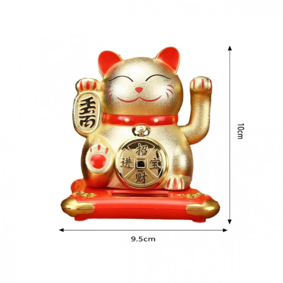 Χρυσή Ματ Γάτα Καλωσορίσματος10x9.5εκ 83309 που Λειτουργεί με τον Ηλιο Χωρίς Μπαταρίες - Feng Shui Welcome Cat Solar