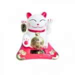 Λευκή/Ρόζ Γάτα Καλωσορίσματος10x9.5εκ 83311 που Λειτουργεί με τον Ηλιο Χωρίς Μπαταρίες - Feng Shui Welcome Cat Solar