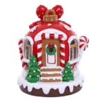 Χριστουγεννιάτικο Κόκκινο Διακοσμητικό Σπίτι Πήλινο με Φως και Μουσική (20x16cm)