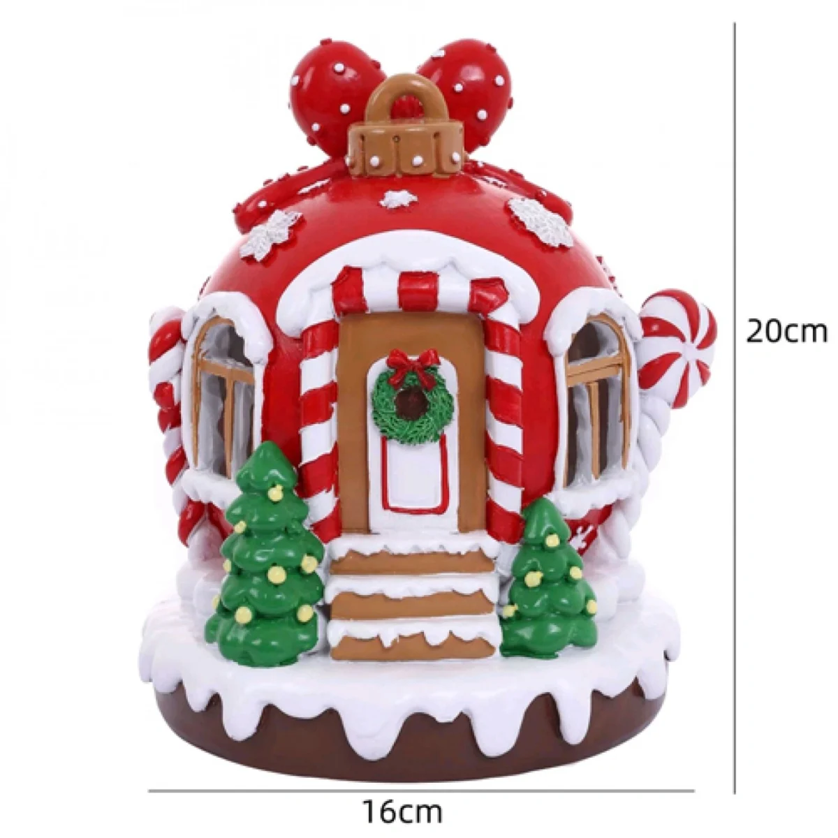 Χριστουγεννιάτικο Κόκκινο Διακοσμητικό Σπίτι Πήλινο με Φως και Μουσική (20x16cm)