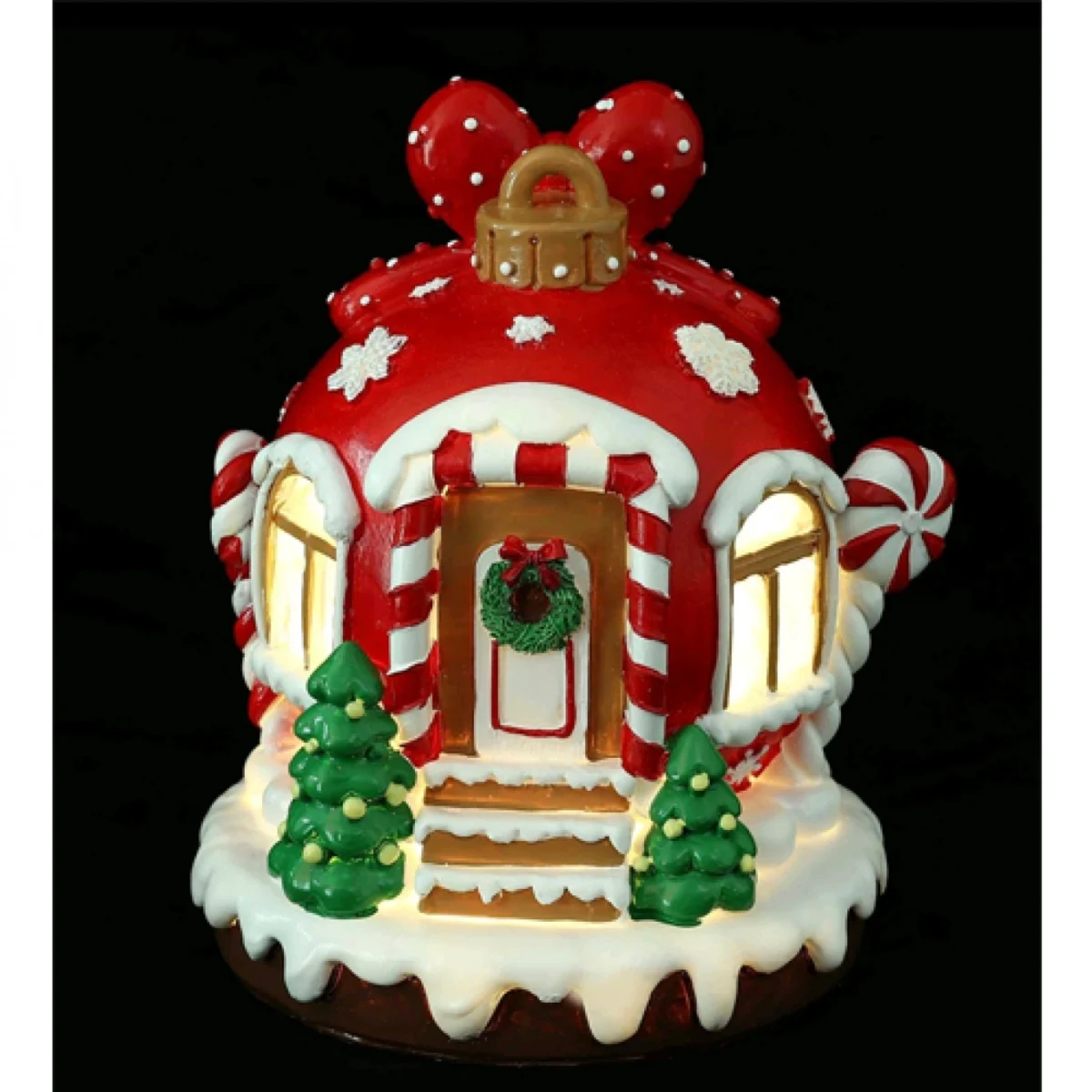 Χριστουγεννιάτικο Κόκκινο Διακοσμητικό Σπίτι Πήλινο με Φως και Μουσική (20x16cm)
