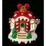 Χριστουγεννιάτικο Κόκκινο Διακοσμητικό Σπίτι Πήλινο με Φως και Μουσική (20x16cm)