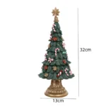 Χριστουγεννιάτικο Διακοσμητικό Δεντράκι Πήλινο Σκούρο Πράσινο με Φως και Μουσική (32x13cm)