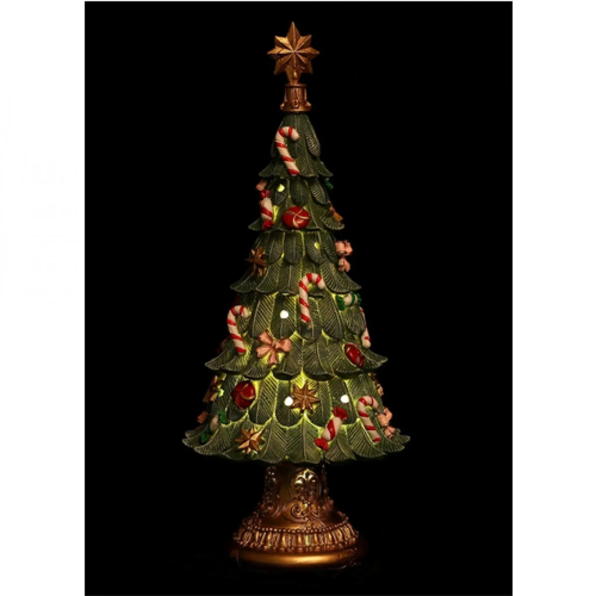 Χριστουγεννιάτικο Διακοσμητικό Δεντράκι Πήλινο Σκούρο Πράσινο με Φως και Μουσική (32x13cm)