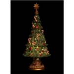 Χριστουγεννιάτικο Διακοσμητικό Δεντράκι Πήλινο Σκούρο Πράσινο με Φως και Μουσική (32x13cm)