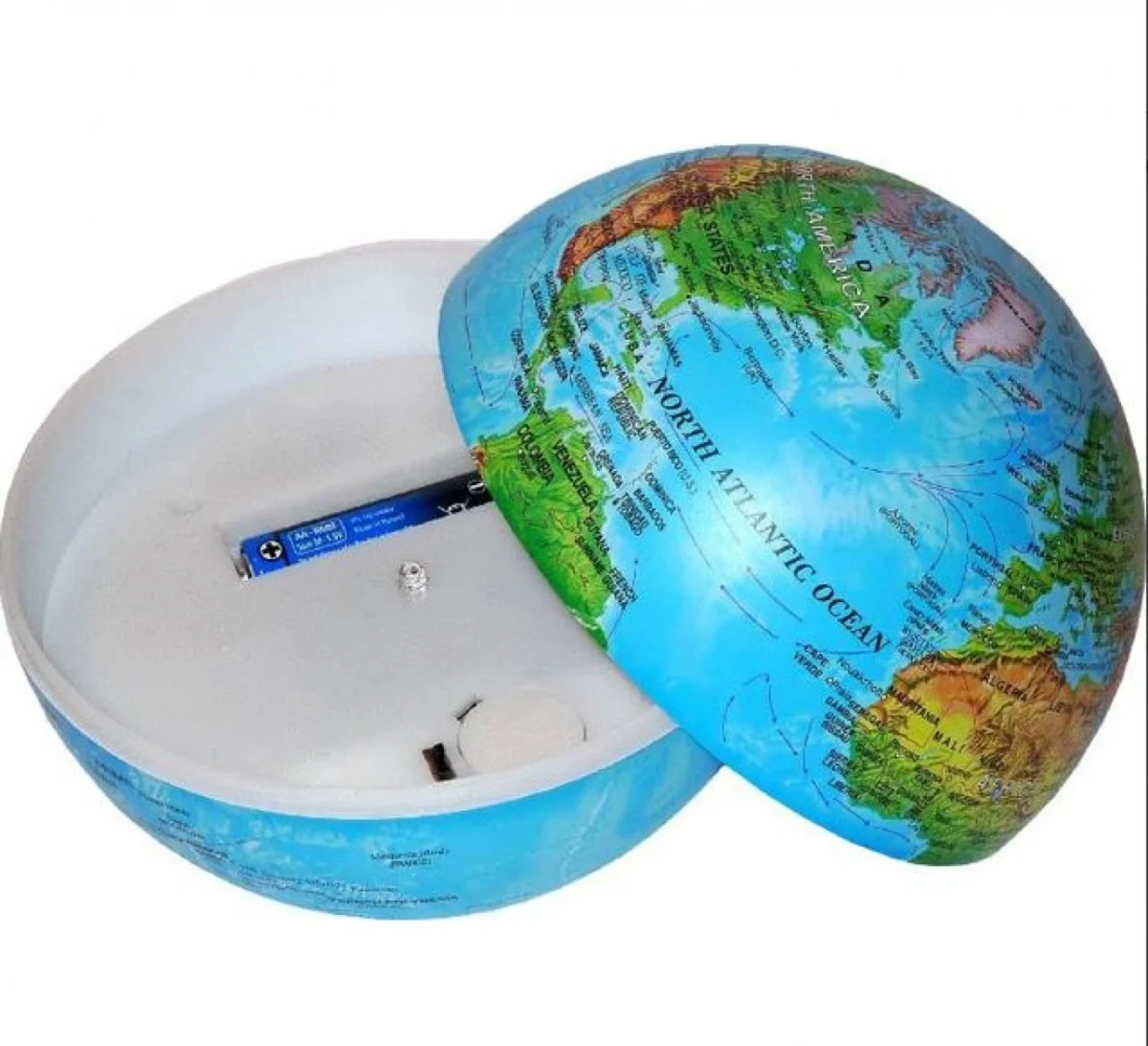 Υδρόγειος Σφαίρα Περιστρεφόμενη με Εναλλασσόμενο LED Φωτισμό 14cm.