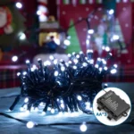 Χριστουγεννιάτικα Λαμπάκια Μπαταρίας με Πράσινο Καλώδιο 10m με Ψυχρό Λευκό Φωτισμό και 8 Προγράμματα Λειτουργίας 29770