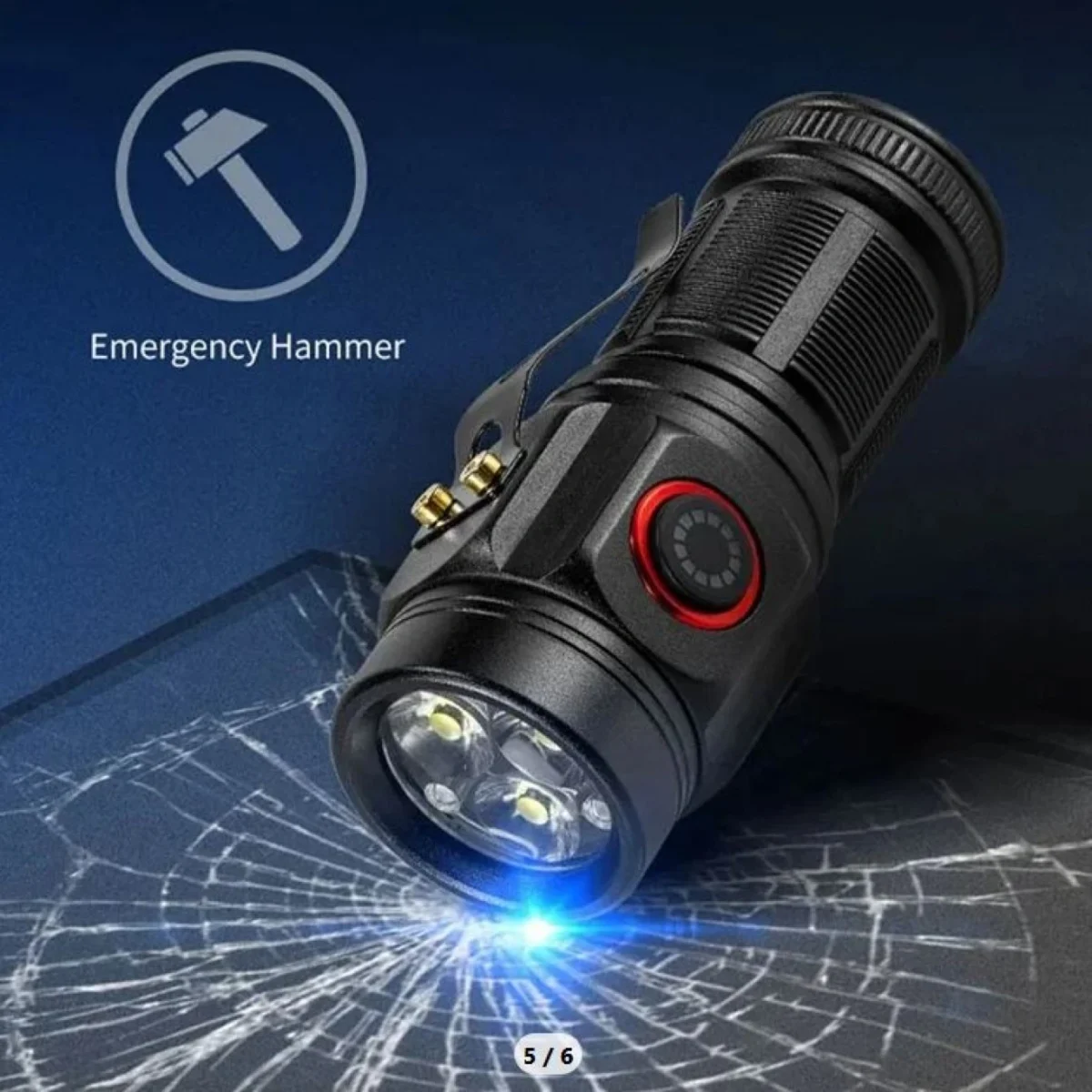 Super Bright Mini Επαναφορτιζόμενος Φακός LED με 3 Led και 5 Λειτουργίες Φωτισμού W5182