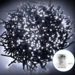 Χριστουγεννιάτικα Λαμπάκια Μπαταρίας με Πράσινο Καλώδιο 10m με Λευκό Ψυχρό Φωτισμό και 8 Προγράμματα Λειτουργίας 29873