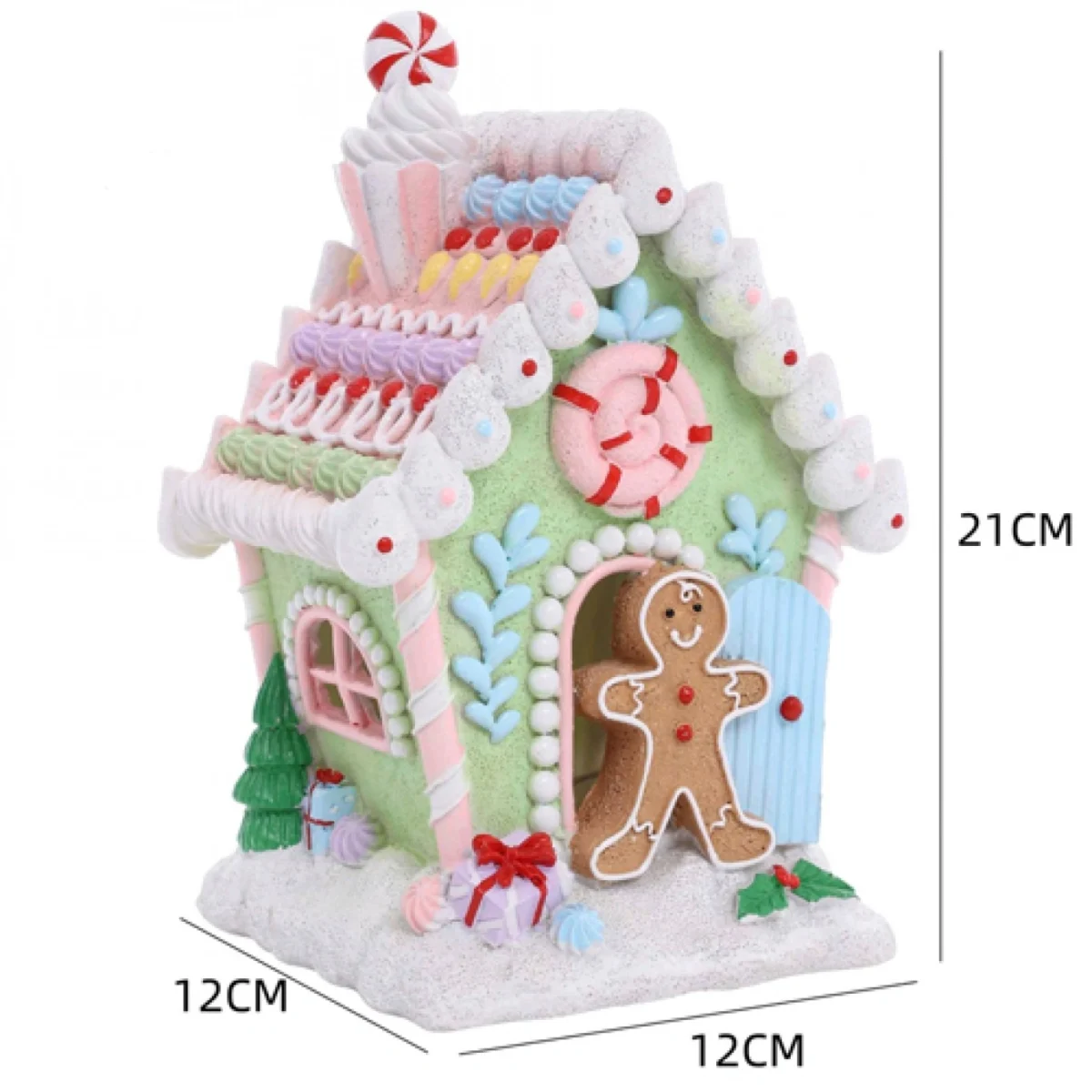 Χριστουγεννιάτικο Διακοσμητικό Gingerbread House Πήλινο με Φως και Μουσική - Πράσινο(21x12x12cm)
