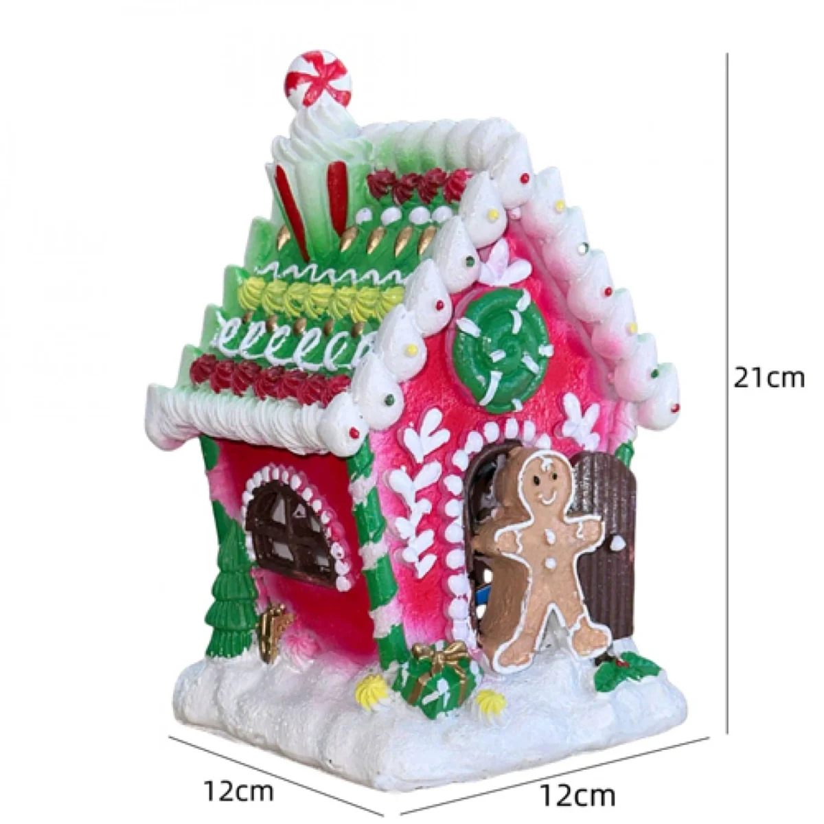 Χριστουγεννιάτικο Διακοσμητικό Gingerbread House Πήλινο με Φως και Μουσική - Κόκκινο (21x12x12cm)