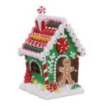 Χριστουγεννιάτικο Διακοσμητικό Gingerbread House Πήλινο με Φως και Μουσική - Πράσινο Σκούρο (15x9x8.5cm)