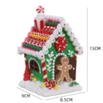 Χριστουγεννιάτικο Διακοσμητικό Gingerbread House Πήλινο με Φως και Μουσική - Πράσινο Σκούρο (15x9x8.5cm)