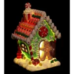 Χριστουγεννιάτικο Διακοσμητικό Gingerbread House Πήλινο με Φως και Μουσική - Πράσινο Σκούρο (15x9x8.5cm)