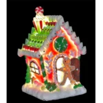 Χριστουγεννιάτικο Διακοσμητικό Gingerbread House Πήλινο με Φως και Μουσική - Κόκκινο (15x9x8.5cm)