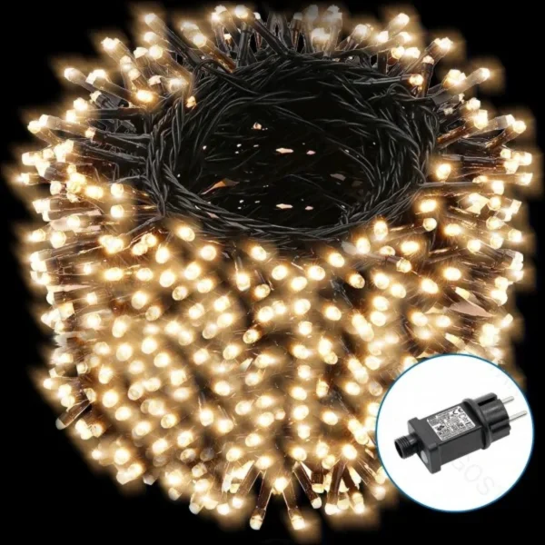Χριστουγεννιάτικα Λαμπάκια Ρεύματος με Πράσινο Καλώδιο 50m με Θερμό Φωτισμό και 8 Προγράμματα Λειτουργίας 29945