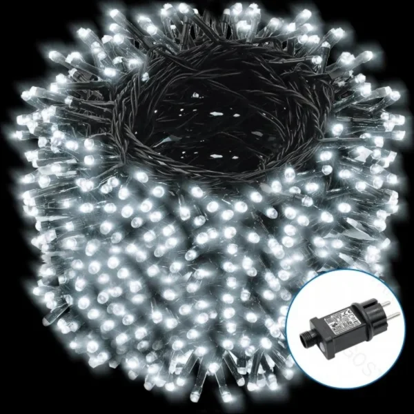 Χριστουγεννιάτικα Λαμπάκια Ρεύματοςς με Πράσινο Καλώδιο 5m με Λευκό Ψυχρό Φωτισμό και 8 Προγράμματα Λειτουργίας 29946