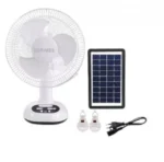 GD-8012Smart Επαναφορτιζόμενος Επιτραπέζιος Ηλιακός Ανεμιστήρας 30εκ 10W με Σύστημα Φωτισμού με 2 Λάμπες