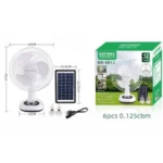 GD-8012Smart Επαναφορτιζόμενος Επιτραπέζιος Ηλιακός Ανεμιστήρας 30εκ 10W με Σύστημα Φωτισμού με 2 Λάμπες