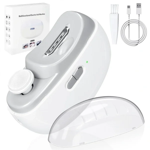 Φορητός Αυτόματος Νυχοκόπτης & Τροχός Μανικιούρ – Λευκό