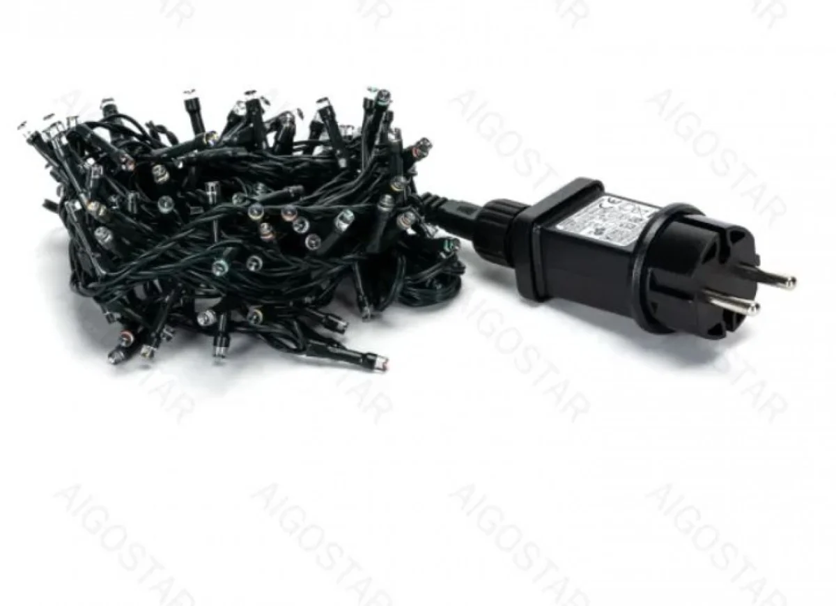 Χριστουγεννιάτικα Λαμπάκια Ρεύματος με Πράσινο Καλώδιο 15m με Πολύχρωμο Φωτισμό και 8 Προγράμματα Λειτουργίας 29954