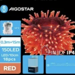 Χριστουγεννιάτικα Λαμπάκια Μπαταρίας με Διάφανο Καλώδιο 15m με Κόκκινο Φωτισμό και 8 Προγράμματα Λειτουργίας 29750