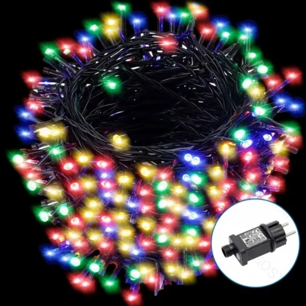 Χριστουγεννιάτικα Λαμπάκια Ρεύματος με Πράσινο Καλώδιο 20m με Πολύχρωμο Φωτισμό και 8 Προγράμματα Λειτουργίας 29955