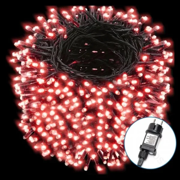 Χριστουγεννιάτικα Λαμπάκια Μπαταρίας με Πράσινο Καλώδιο 20m με Κόκκινο Φωτισμό και 8 Προγράμματα Λειτουργίας 29973
