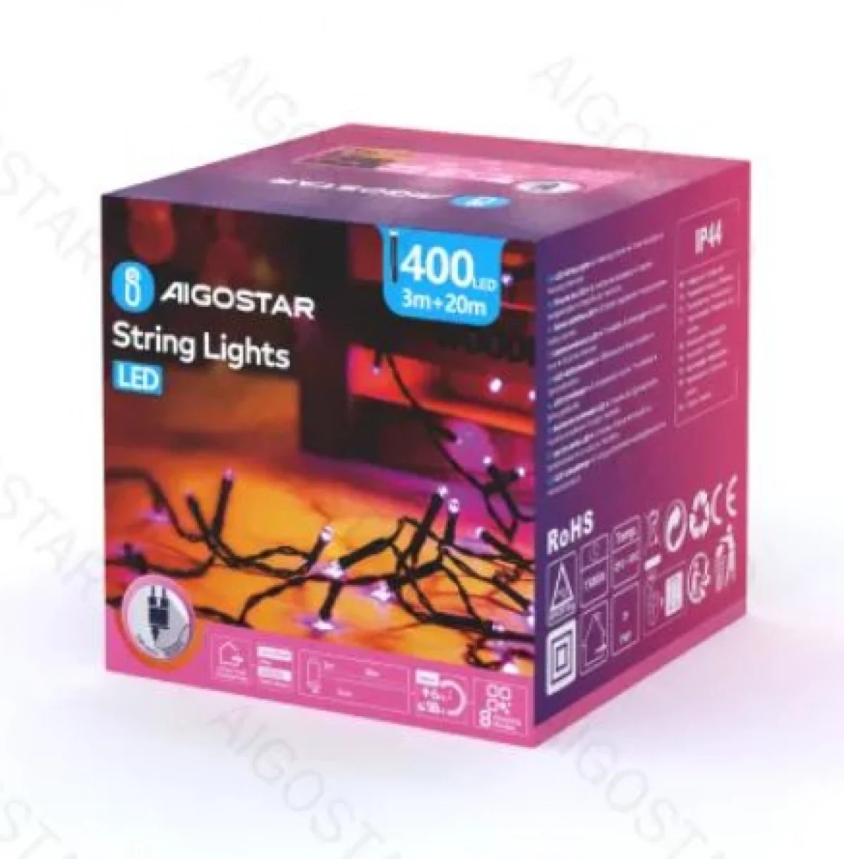 Χριστουγεννιάτικα Λαμπάκια Μπαταρίας με Πράσινο Καλώδιο 20m με Κόκκινο Φωτισμό και 8 Προγράμματα Λειτουργίας 29973