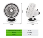 GD-8012Smart Επαναφορτιζόμενος Επιτραπέζιος Ηλιακός Ανεμιστήρας 30εκ 10W με Σύστημα Φωτισμού με 2 Λάμπες