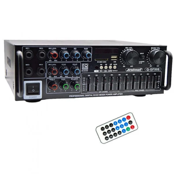 Στερεοφωνικός Ραδιοενισχυτής 300W με Τηλεχειριστήριο - Λειτουργία Καραόκε - Bluetooth 5.1/USB/FM/MP3 Q-GF999
