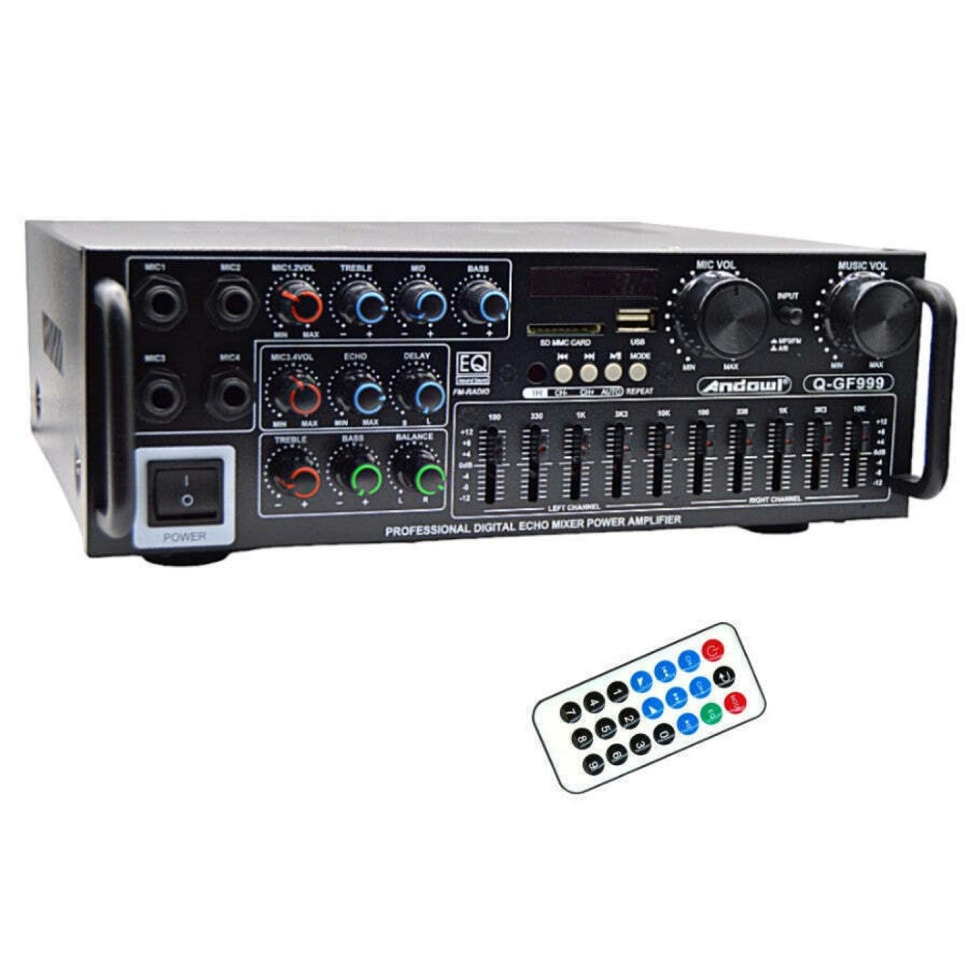 Στερεοφωνικός Ραδιοενισχυτής 300W με Τηλεχειριστήριο - Λειτουργία Καραόκε - Bluetooth 5.1/USB/FM/MP3 Q-GF999 Στερεοφωνικός Ραδιοενισχυτής 300W με Τηλεχειριστήριο - Λειτουργία Καραόκε - Bluetooth 5.1/USB/FM/MP3 Q-GF999