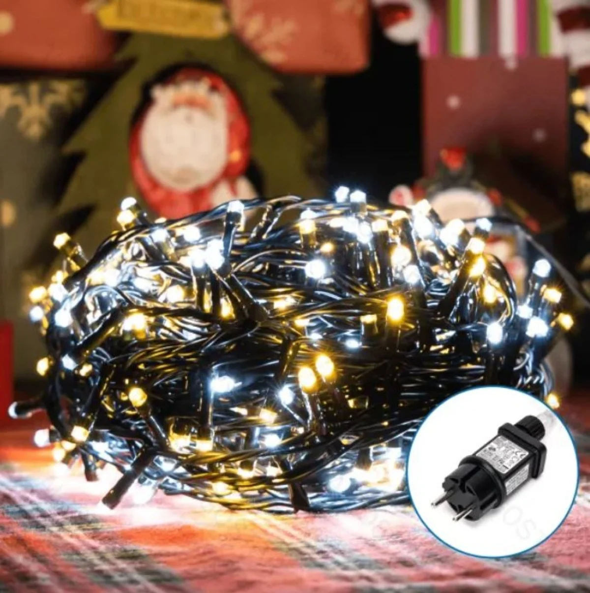 Χριστουγεννιάτικα Λαμπάκια Ρεύματος με Πράσινο Καλώδιο 20m με Πολύχρωμο Φωτισμό και 8 Προγράμματα Λειτουργίας 29979