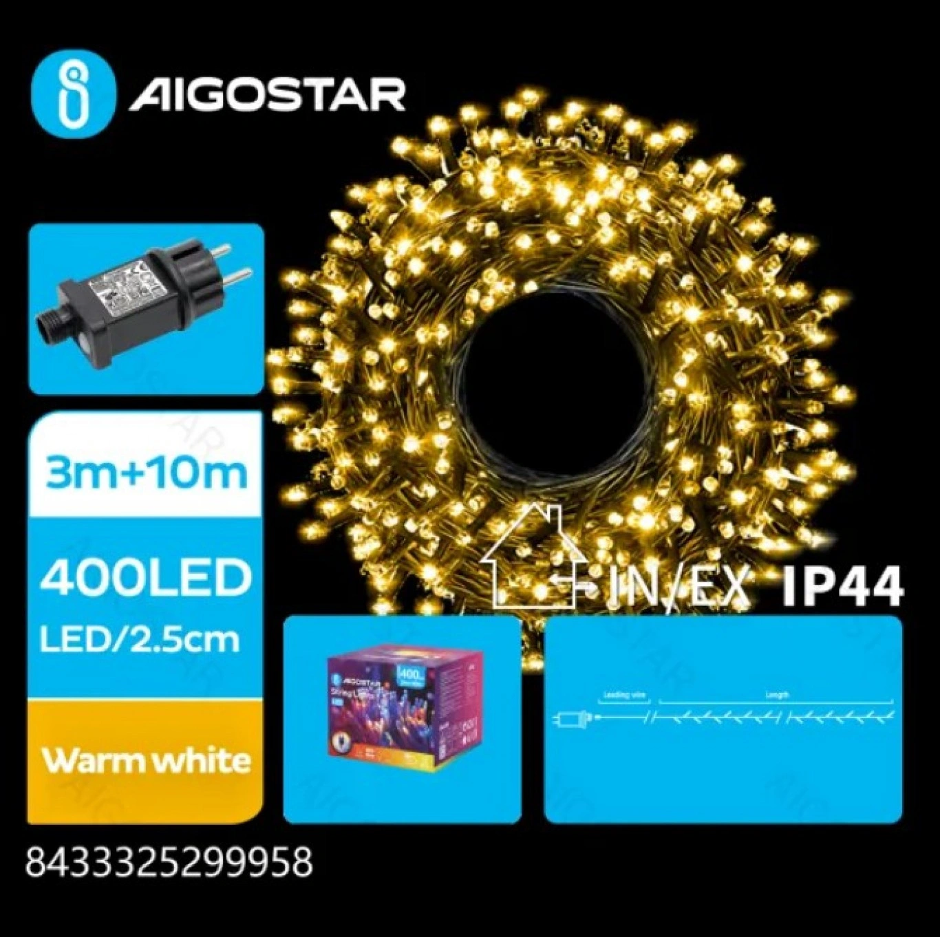 Χριστουγεννιάτικα Λαμπάκια Ρεύματος με Πράσινο Καλώδιο 10m με Θερμό Φωτισμό και 8 Προγράμματα Λειτουργίας 29995 Χριστουγεννιάτικα Λαμπάκια Ρεύματος με Πράσινο Καλώδιο 10m με Θερμό Φωτισμό και 8 Προγράμματα Λειτουργίας 29995