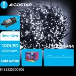 Χριστουγεννιάτικα Λαμπάκια Ρεύματος με Πράσινο Καλώδιο 10m με Λευκό Ψυχρό Φωτισμό και 8 Προγράμματα Λειτουργίας 30090