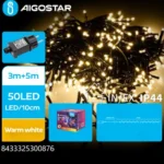 Χριστουγεννιάτικα Λαμπάκια Ρεύματος με Πράσινο Καλώδιο 5m με Θερμό Φωτισμό και 8 Προγράμματα Λειτουργίας 30087